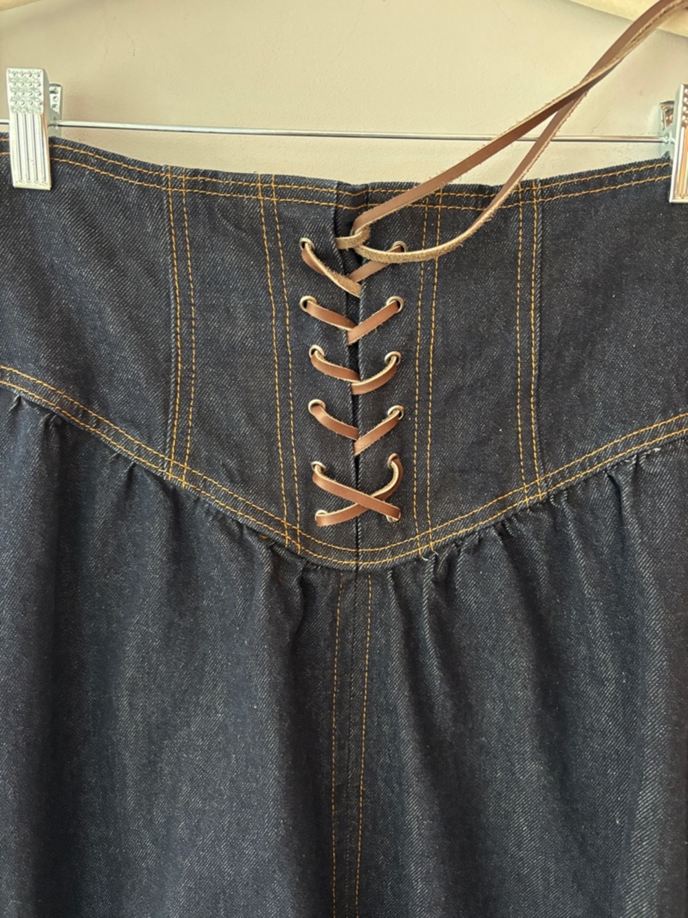 Pilcro Denim Lace-Up Drop Waist Midi Skirt NWOT - Picture 8 of 13
